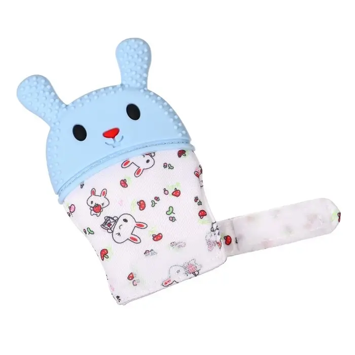 Прорезыватель-рукавичка Крошка Я &laquo;Зайка&raquo;, от 3 мес., голубой/зеленый