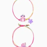 Браслеты детские парные "Выбражулька" неразлучники, замок, звезды, цвет фиолетовый
