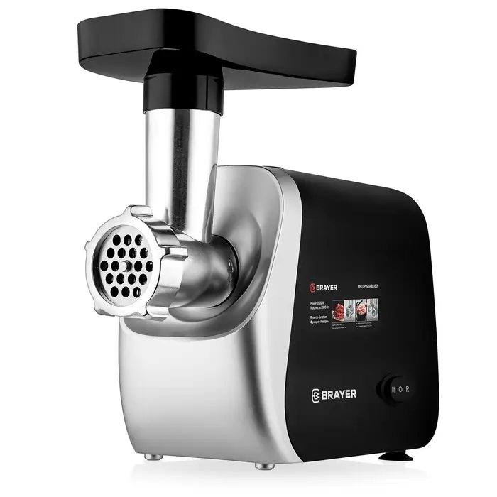 Мясорубка BRAYER 1609BR, электрическая, 2000 Вт, реверс, 3 диска, 3 насадки, 2 кг/мин Мясорубка BRAYER 1609BR, электрическая, 2000 Вт, реверс, 3 диска, 3 насадки, 2 кг/мин