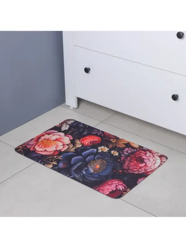 Коврик для дома Доляна Black Flowers, влаговпитывающий, 40&times;60 см