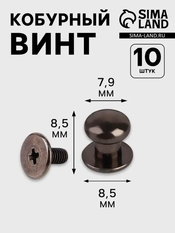 Кобурный винт d=7.9/8.5&times;8.5 мм, 10 шт., цвет чёрный никель