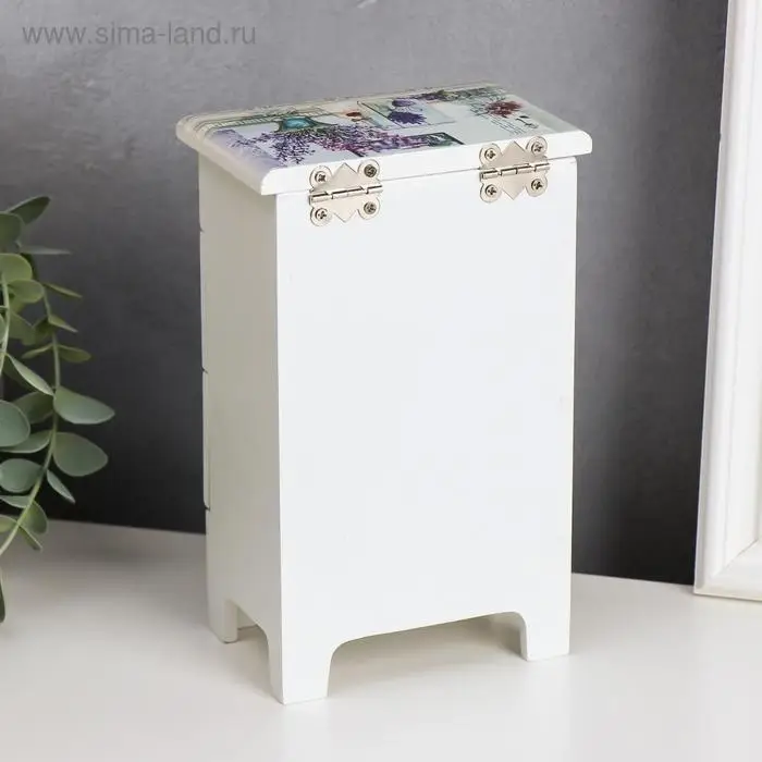 Шкатулка дерево комод 3 ящика "Лаванда в вазах" 18,5х11,5х7,5 см