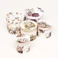 Набор шляпных коробок 5 в 1 &laquo;Пёстрые цветы&raquo;, 22&times;19.5, 14&times;13 см