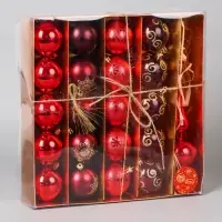 Ёлочные шары &laquo;Новогодний набор&raquo;, с верхушкой, 21 шт. (20 шаров d=6 см, верхушка), красные
