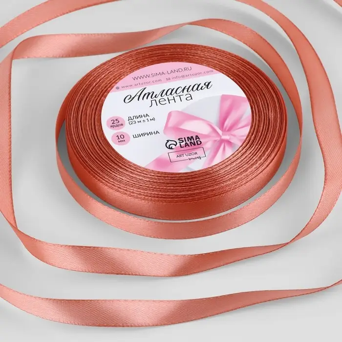 Лента атласная, 10 мм × 23 ± 1 м, цвет розовый антик №102 Лента атласная, 10 мм × 23 ± 1 м, цвет розовый антик №102