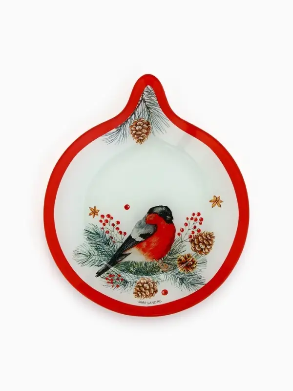Тарелка новогодняя плоская &laquo;Снегирь&raquo;, 15.4&times;18 см