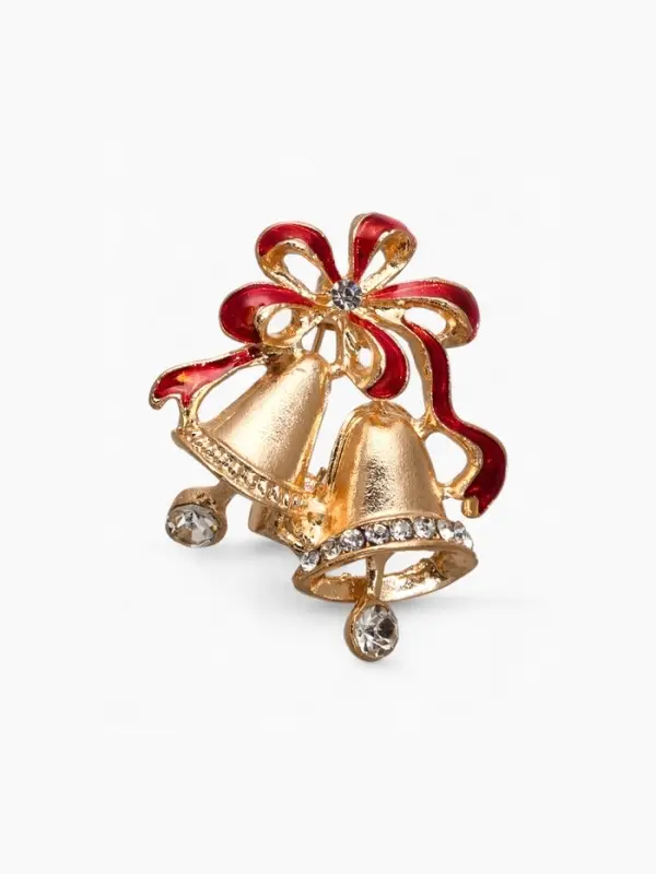 Брошь &laquo;Колокольчик с лентой&raquo;, красная в золоте