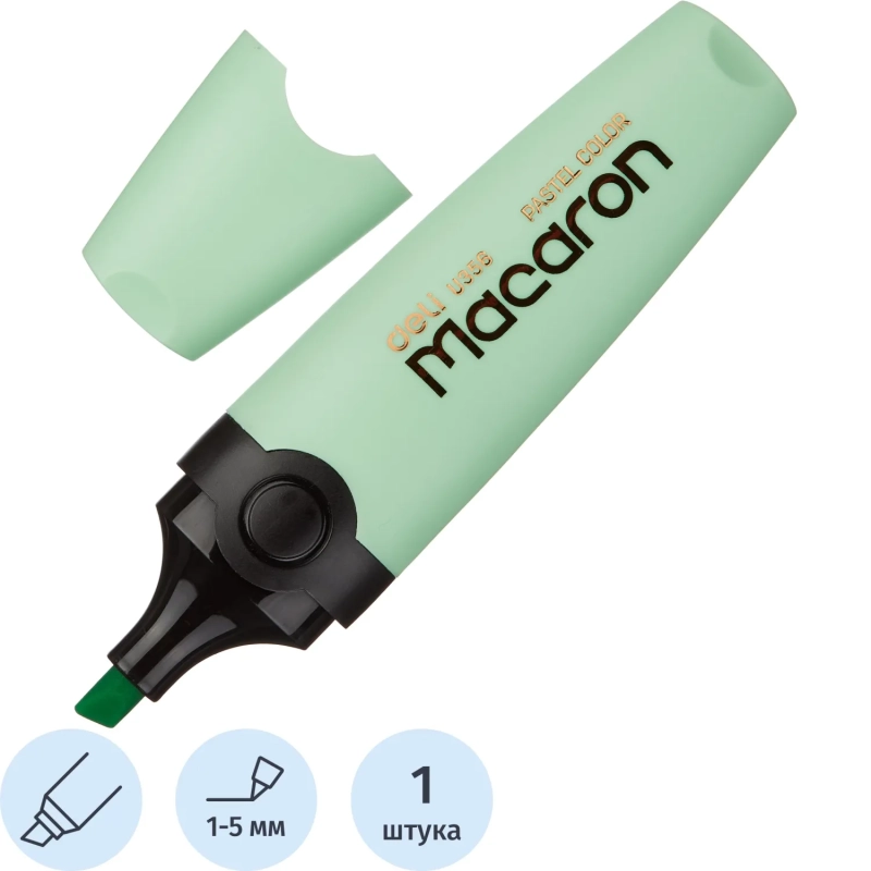 Маркер текстовыделитель Macaron, скошенный наконечник, 1-5 мм, зеленый