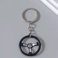 Брелок для ключей Cartage "Руль" черный с белым 4х4х0,3 см