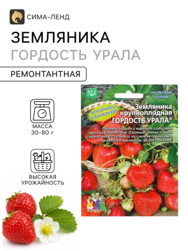 Семена Земляника &laquo;Гордость Урала&raquo;, крупноплодная, 10 шт., &laquo;Уральский дачник&raquo;