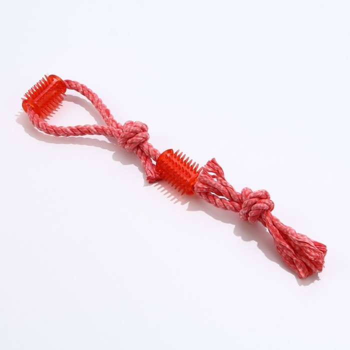 Игрушка канатная с жевательными элементами Игрушка канатная с жевательными элементами "Зубочистка", 45 см, микс цветов