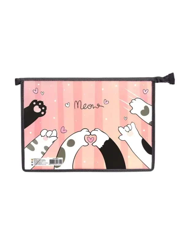 Папка для тетрадей А4 &laquo;Кошачьи лапки&raquo;, молния сверху