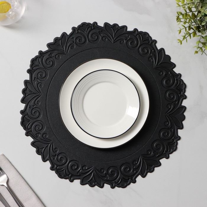 Набор салфеток сервировочных «Элоиза», d=37,5 см, 4 шт, цвет чёрный