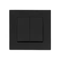 Выключатель проходной TOT Glossy Glass, 10 А, 2 клавиши, скрытый монтаж, стеклянная рамка, чёрный