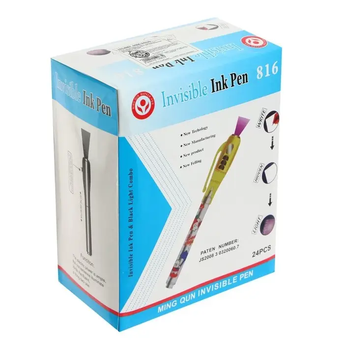 Маркер с невидимыми чернилами Calligrata Маркер с невидимыми чернилами Calligrata "Шпион", надпись видно при подсвечивании фонариком, МИКС