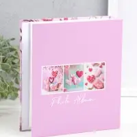 Фотоальбом на 100 фото 13х18 см "Бархатные сердца" в коробке 5х18х20,5 см