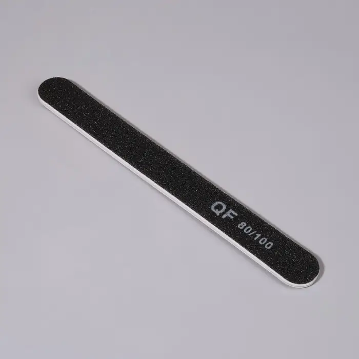 Пилка для ногтей, прямая, 80/100 грит, 18 см, чёрная