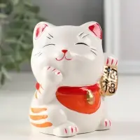 Копилка керамика "Манэки-нэко - иероглиф удача" оранж 7,2х8,3х10 см Копилка керамика "Манэки-нэко - иероглиф удача" оранж 7,2х8,3х10 см