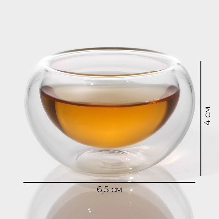 Набор пиал стеклянных с двойными стенками Magistro «Сакура», 50 мл, 6 шт Набор пиал стеклянных с двойными стенками Magistro «Сакура», 50 мл, 6 шт