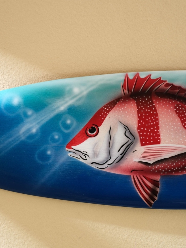 Панно "Доска для сёрфа "Рыбка" дерево 80х21 см