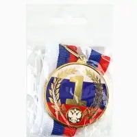 Медаль с уф-печатью &laquo;1 место&raquo;, диам. 5 см, золотая, с лентой