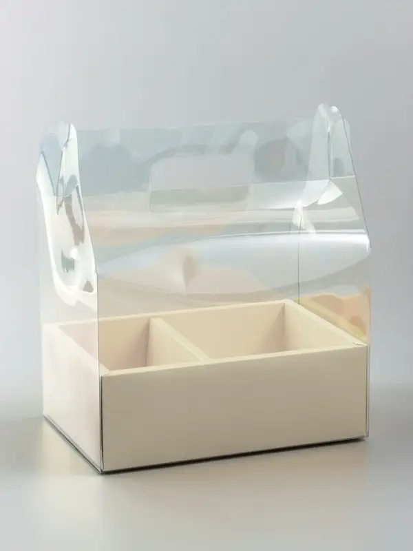 Коробка с PVC для цветов и десертов 26&times;18&times;30 см, желтый
