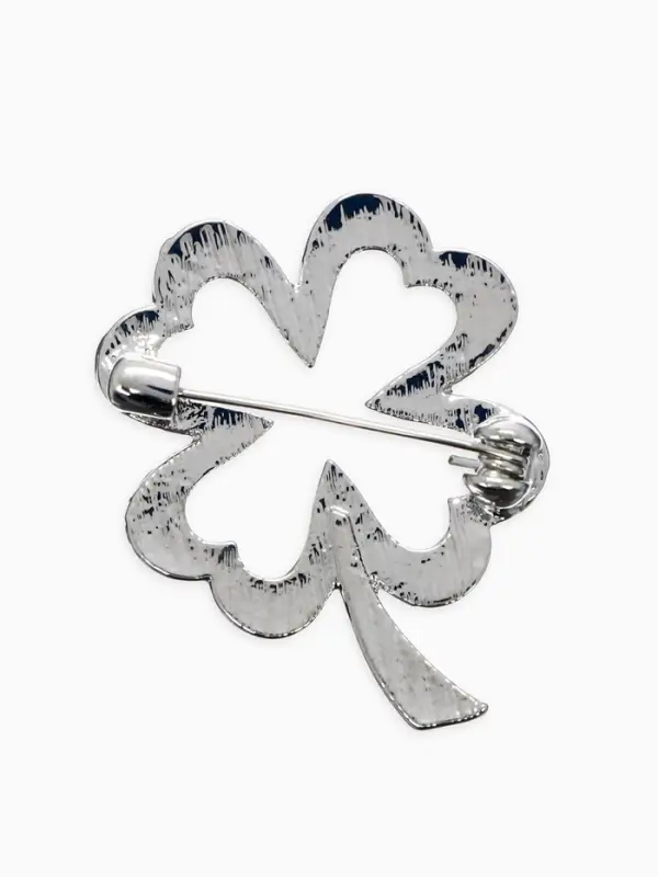 Брошь &laquo;Клевер&raquo;, контур, цвет серебро