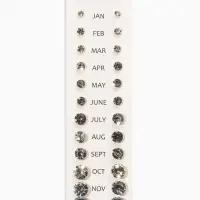 Серьги пусеты One year, 12 пар, классика, белые в серебре