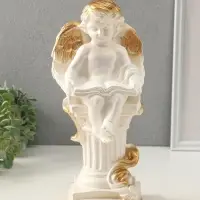 Фигура гипс &laquo;Ангел с книгой сидя&raquo;, перламутр, 34&times;18&times;17 см