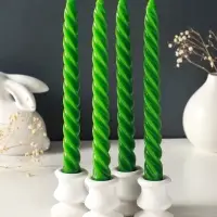 Набор свечей витых, 2.3&times;24.5 см, 5 ч, 50 г, 4 шт., т. зелёный, в подарочной коробке