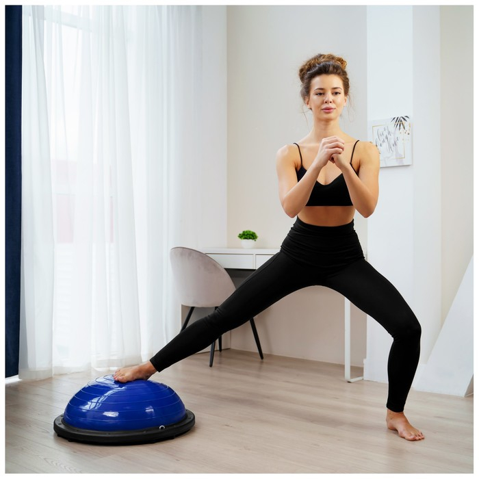 Полусфера BOSU гимнастическая ONLYTOP, с насосом, 55х25 см, цвет синий Полусфера BOSU гимнастическая ONLYTOP, с насосом, 55х25 см, цвет синий