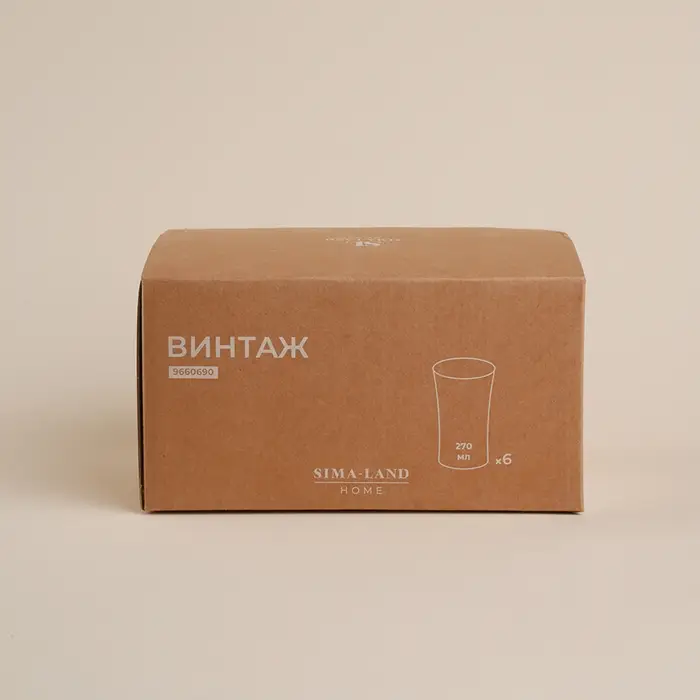 Набор стаканов SL Home &laquo;Винтаж&raquo;, 300 мл, 7.6&times;12.8 см, 6 шт., высокие, стекло, прозрачный