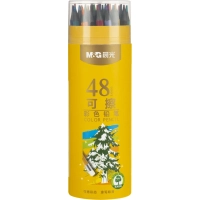 Карандаши цветные M&G  пластиковые, шестигран, стираемые, 48 цв/наб, в тубе