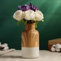 Ваза для цветов Теа, 20&times;10 см, керамика, белая, коричневая