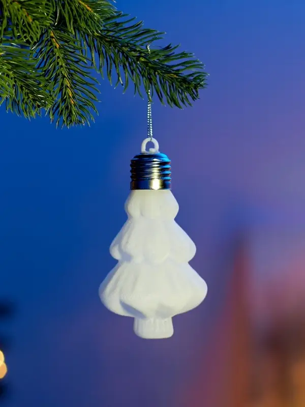 Елочный шар Елочный шар "Бархатная елочка" 12х8 см, 1 LED, LR44x3 (в компл.), Т/БЕЛЫЙ