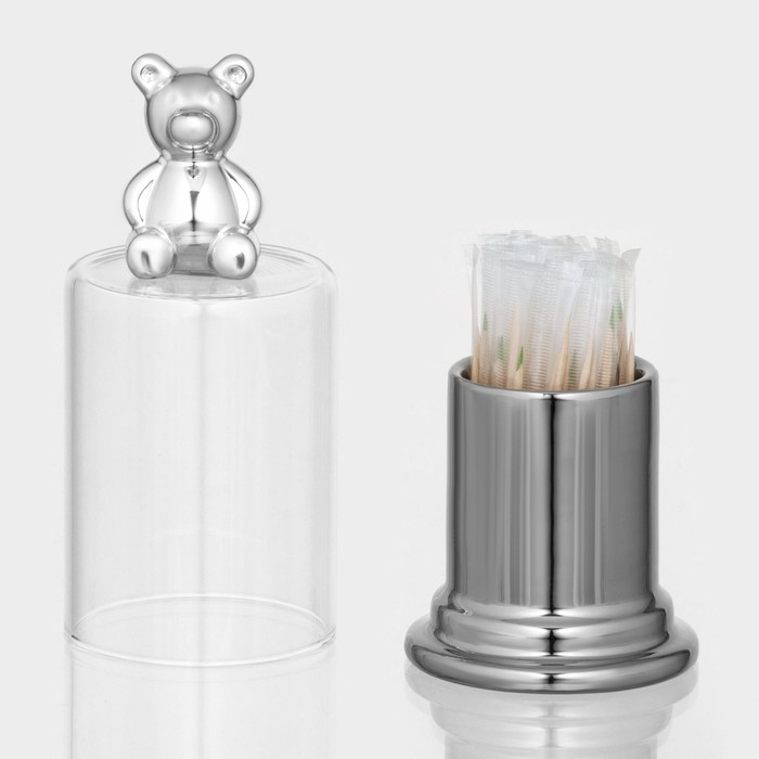 Подставка керамическая под зубочистки с крышкой «Стильный мишка», 7×7×15 см Подставка керамическая под зубочистки с крышкой «Стильный мишка», 7×7×15 см
