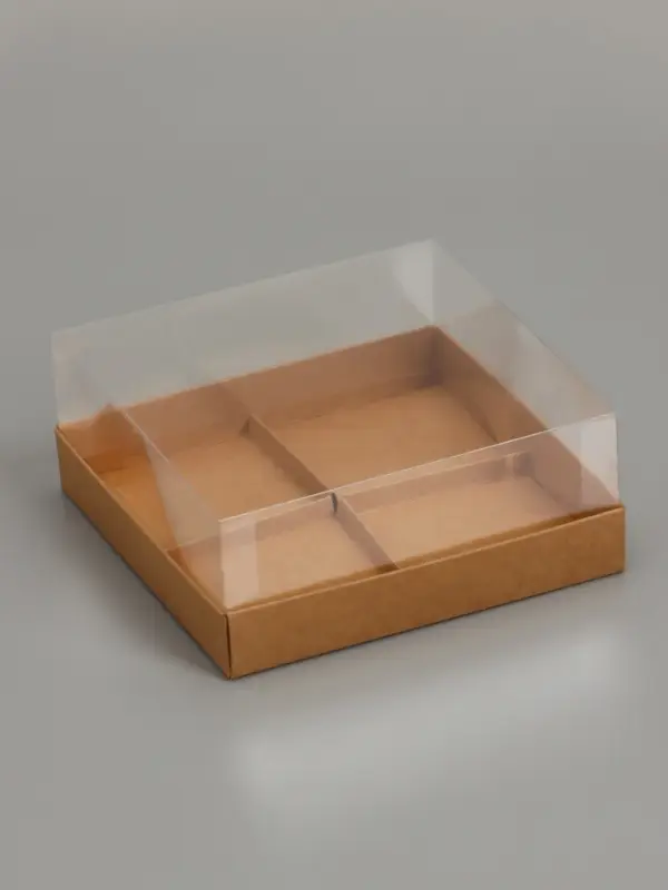 Коробка для муссовых пирожных 4 штуки, 17&times;17&times;6 см, крафт