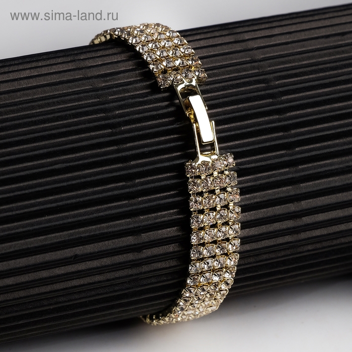 Браслет со стразами «Сияй» четыре ряда, цвет белый в золоте, 18 см Браслет со стразами «Сияй» четыре ряда, цвет белый в золоте, 18 см