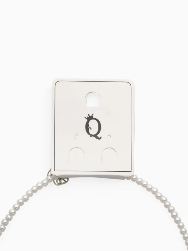 Чокер «Бантик» хрусталик и жемчужные бусины, цвет белый в серебре, 33 см + 5 см доп, цепочка   10877