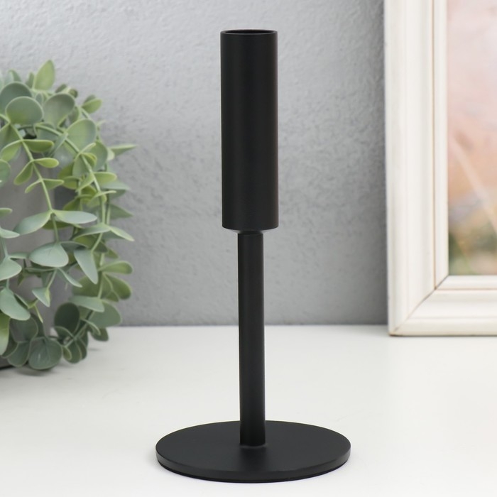 Подсвечник металл на 1 свечу  Подсвечник металл на 1 свечу "Симпл" d=2 см чёрный 9х19 см