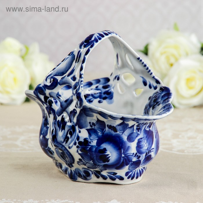 Конфетница «Весна», 21×13×18 см, гжель