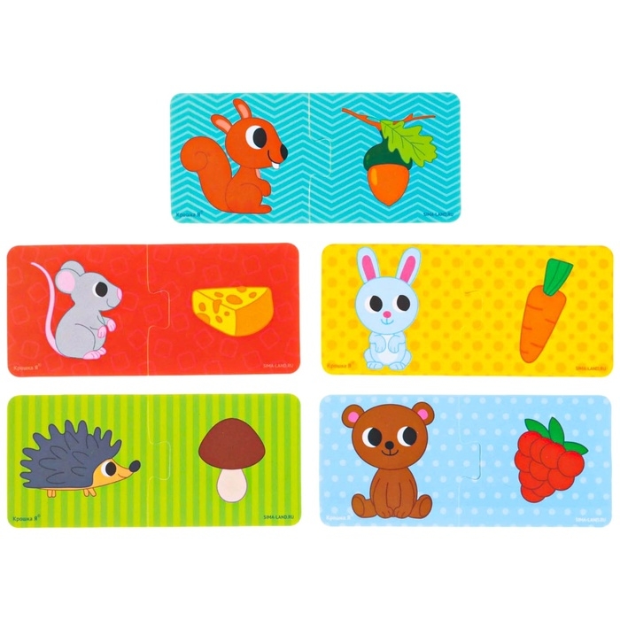 Мягкий пазл для малышей «Кто что ест?», 5 пазлов, Крошка Я Мягкий пазл для малышей «Кто что ест?», 5 пазлов, Крошка Я