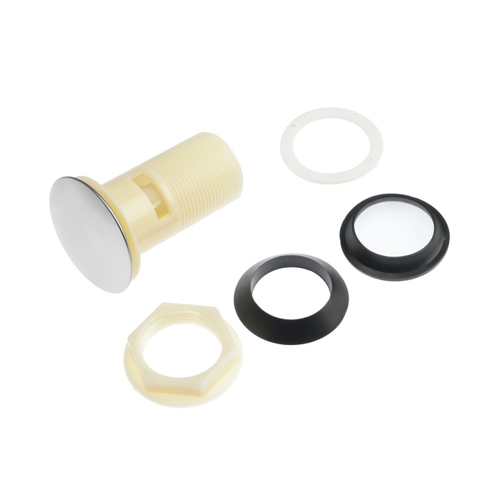 Донный клапан ZEIN BP4, корпус пластик, большая кнопка, нержавеющая сталь, с переливом Донный клапан ZEIN BP4, корпус пластик, большая кнопка, нержавеющая сталь, с переливом