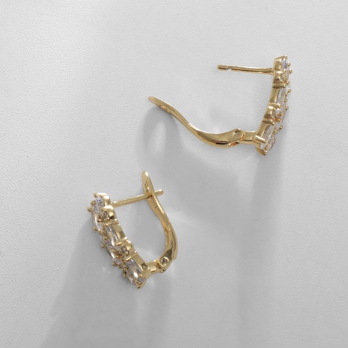 Серьги со стразами XUPING листок, цвет белый в золоте Серьги со стразами XUPING листок, цвет белый в золоте