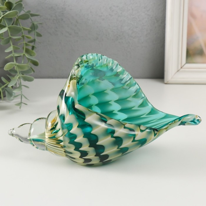 Сувенир стекло Сувенир стекло "Раковина с узором волн" под муранское стекло 21х9х12 см