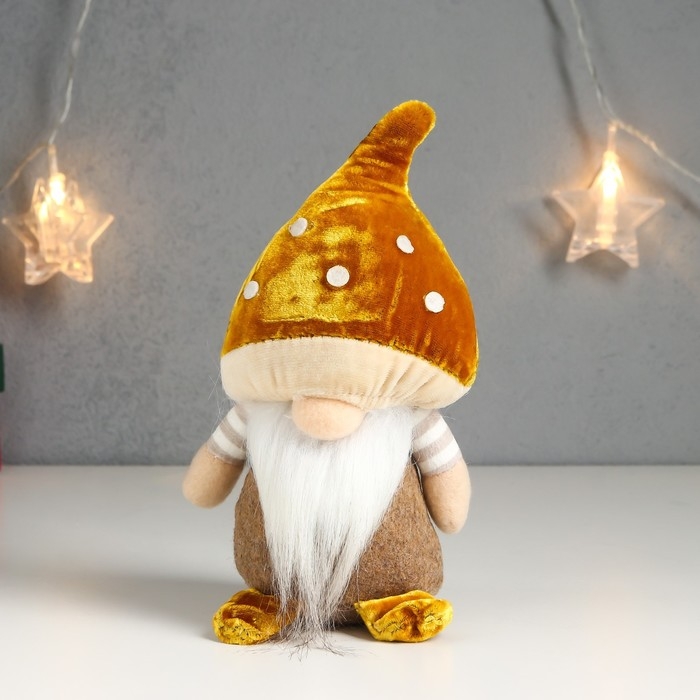 Кукла интерьерная Кукла интерьерная "Гном- лесной грибочек" 15х9х7 см