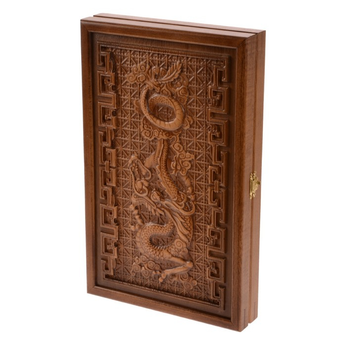 Нарды деревянные большие, резные  Нарды деревянные большие, резные "Китайский Дракон", из массива бука, патина, 35 x 22 см
