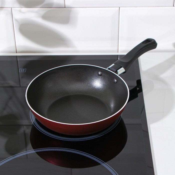 Сковорода Доляна Promo, d=16 см, пластиковая ручка, антипригарное покрытие, цвет бордовый Сковорода Доляна Promo, d=16 см, пластиковая ручка, антипригарное покрытие, цвет бордовый