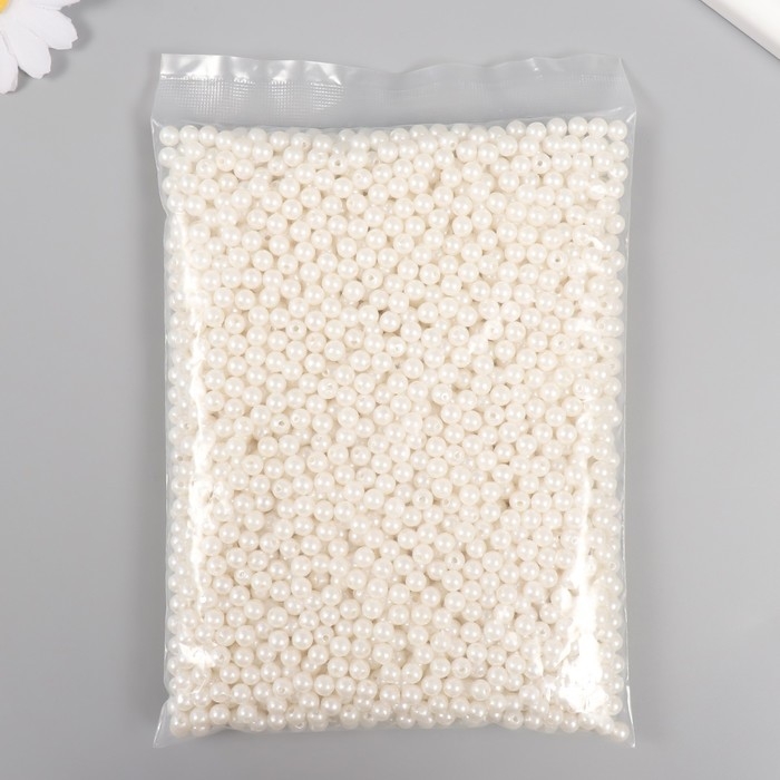 Набор бусин Набор бусин "Жемчуг" d 6 мм, 250 гр, белый