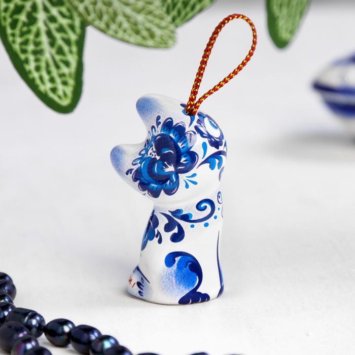 Сувенирный колокольчик  Сувенирный колокольчик "Котёнок. Давай обнимашки"   гжель , 6 см